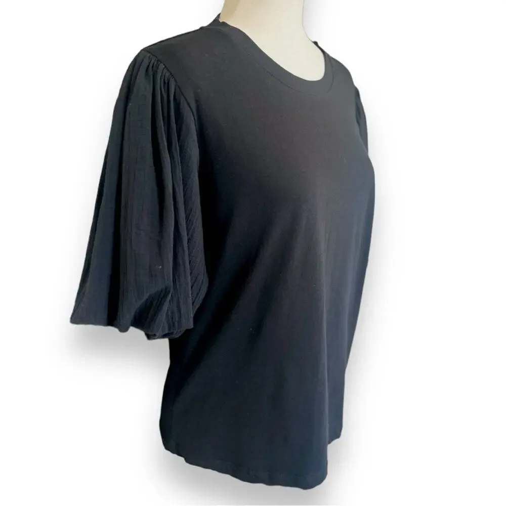 Sanctuary - Dream State Tee, Black Puff Sleeve Top Size Medium - Picture 7 of 13